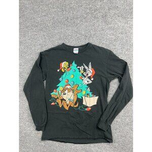 Vintage Junk Food Tees Looney Tunes Adult Small Christmas Taz Bugs Tweety Black